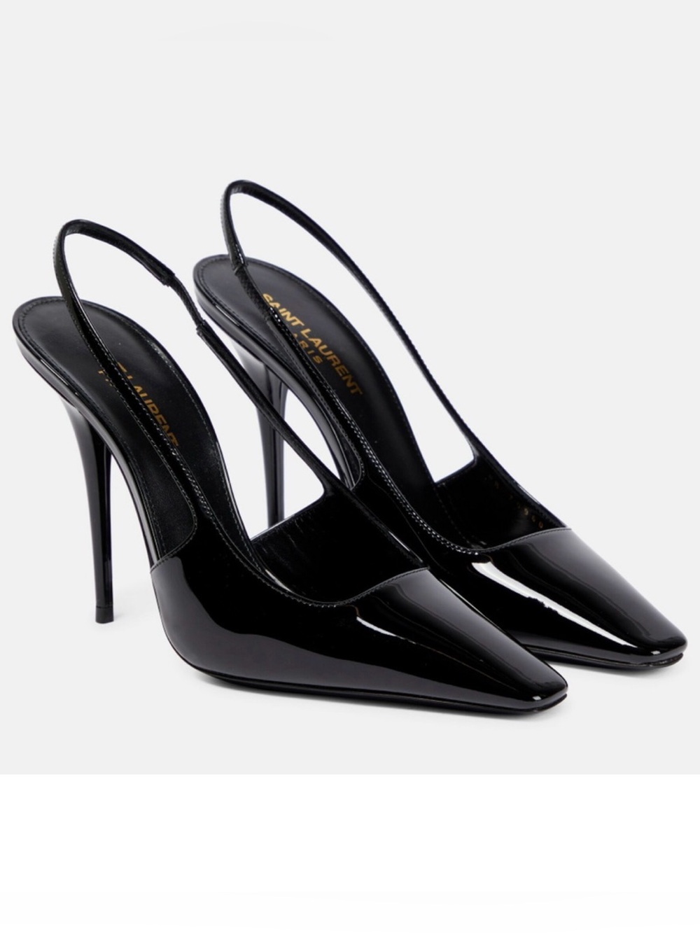 Saint Laurent patent leather Blade slingback pumps square toe 110mm heel